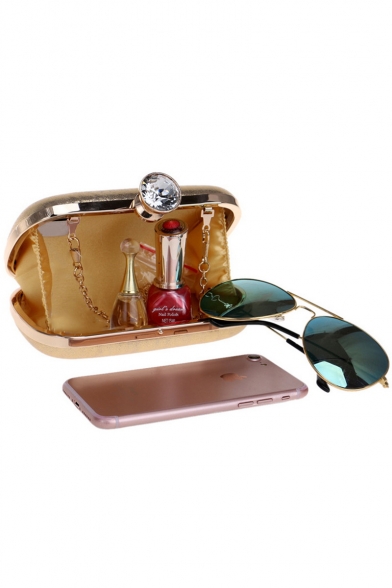 Trendy Solid Color Rhinestone Embellishment Glitter Party Clutch Evening Bag 16*4.5*9.5 CM