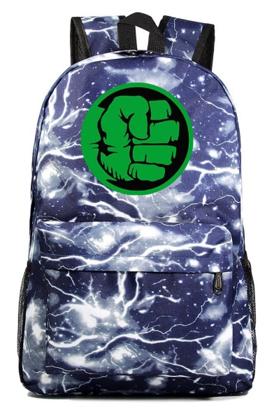 Unisex Fashion Green Hand Lightning Printed Casual School Bag Backpack 31*18*47 CM