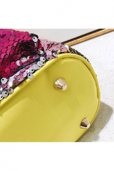 Women's Fashion Color Block Double Pockets Sequin Leisure Backpack 33*30*12 CM