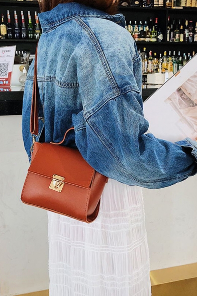 Women's Fashion Solid Color Leisure Leather Satchel Shoulder Bag 18*10*18 CM