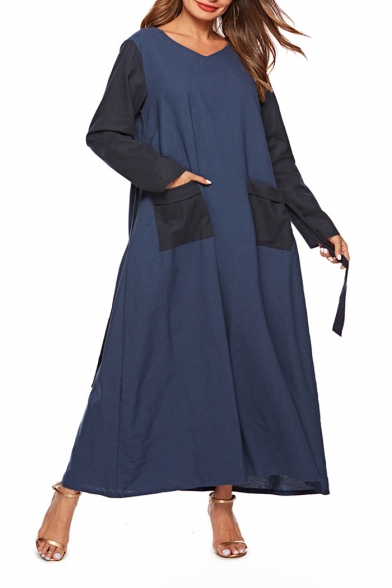 plus size long sleeve navy blue dress