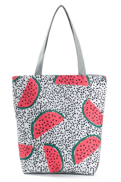 Cute Cartoon Watermelon Polka Dot Printed Black and White Shoulder Bag 27*11*38 CM