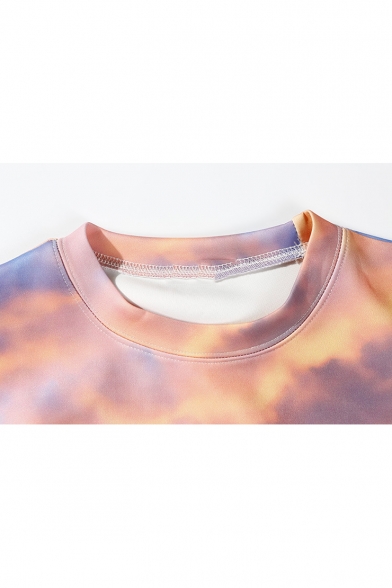 Fancy Colorful Sunset Printed Crewneck Long Sleeve Pullover Sweatshirt
