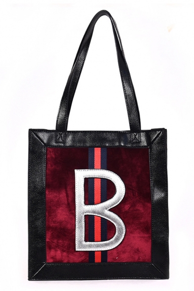 Fashion Stripe Letter B Pattern Shoulder Bag Tote Bag 29*32*9 CM