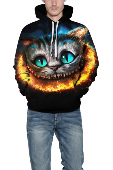 Hot Fashion Cat 3D Print Long Sleeve Loose Fit Unisex Hoodie