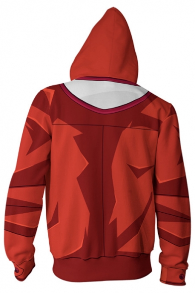 New Stylish Comic Cosplay Costume Red Long Sleeve Zip Up Drawstring Hoodie