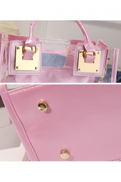 New Trendy Plain Transparent Shoulder Tote Bag Handbag 19*13*27.5 CM