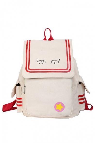 Popular Fashion Cosplay Wing Stripe Star Printed School Backpack with Side Pockets 29*18*42 CM