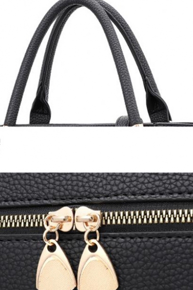 Simple Fashion Metal Zipper Embellishment Shoulder Handbag for Women 30*11*23 CM