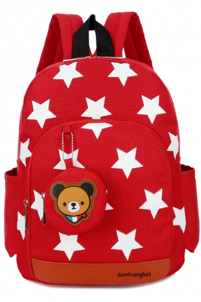 Big Capacity Cartoon Bear Star Print Oxford Cloth Backpack for Children 32*24*11 CM