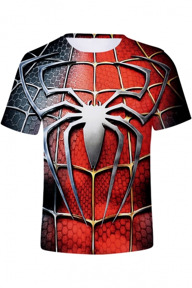 Cool Red Spider Far From Home 3D Web Printed Short Sleeve Summer Casual Tee