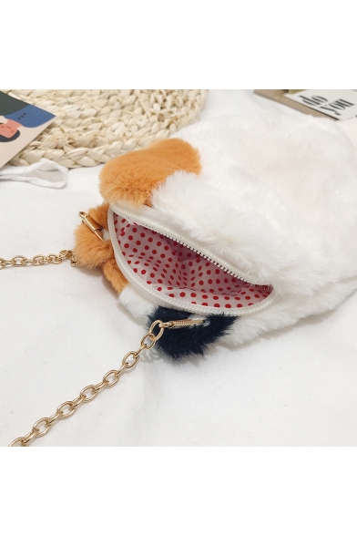 Cute Cartoon Hamster Shape Plush Crossbody Bag with Chain Strap 14*12*27 CM