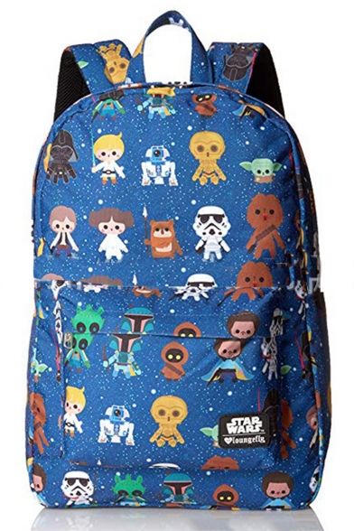 Hot Fashion Cartoon Figure Printed Blue School Bag Backpack with Zipper 31*10*45 CM