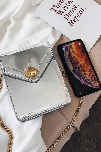 New Stylish Plain Laser Crossbody Cell Phone Purse with Chain Strap 13.5*6*17.5 CM