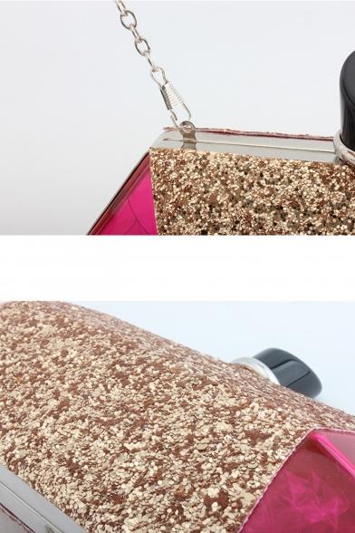 New Trendy Colorblock Sequined Transparent Acrylic Prom Crossbody Clutch Bag 23*6.5*9.5 CM