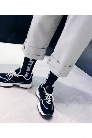 Stylish Simple Plain Rolled Cuff Unisex Wide-Leg Straight Workwear Bib Overalls Pants