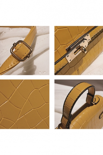 Trendy Crocodile Pattern Belt Metal Buckle Work Satchel Bag For Women 21*7*14 CM