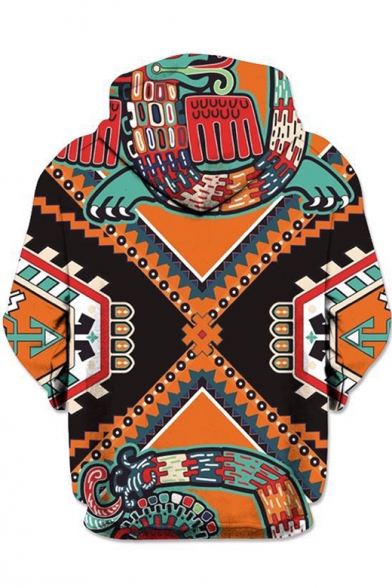 Unique 3D Totem Tribal Print Long Sleeve Pullover Hoodie with Pocket