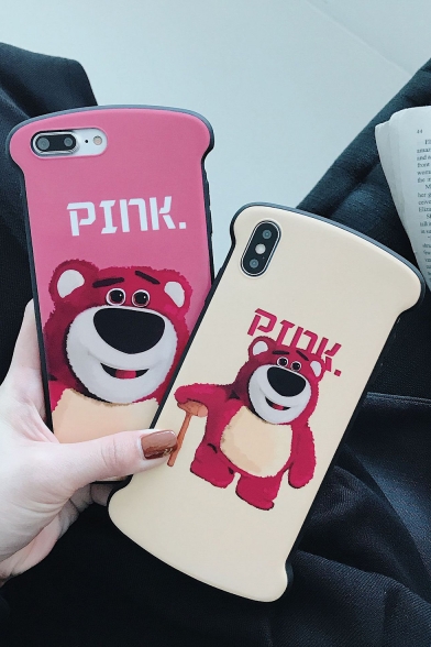 Cute Cartoon Letter PINK Bear Printed Mobile Phone Case for iPhone