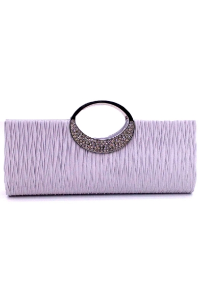 Designer Plain Rhinestone Ruffled Embellishment Evening Clutch Handbag 28.5*4*11 CM