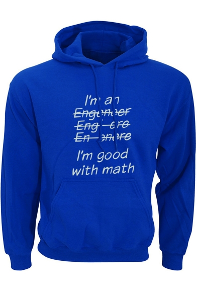 Funny Unique Letter I'M GOOD WITH MATH Print Mens Long Sleeve Fitted Hoodie