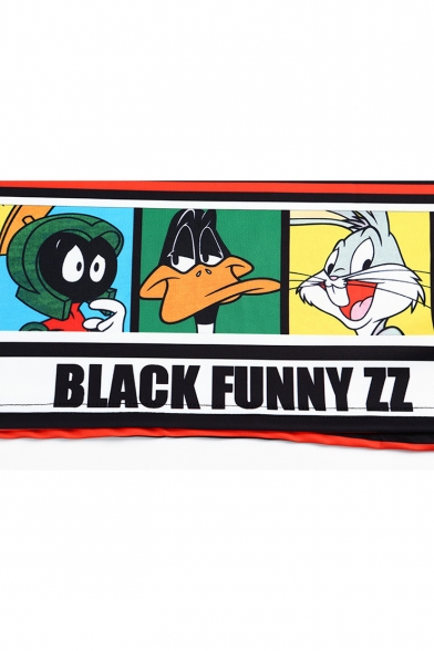FUTURE BLACK FUNNY ZZ Letter Colorblock Cartoon Rabbit Duck Animals Printed Round Neck Long Sleeve Cropped Sweatshirt