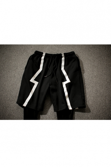 Guys Street Fashion Hip Hop Style Colorblock Layered Patch Fake Two-Piece Black Sport Dance Pants