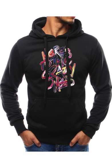 Hot Fashion Colorful Letter Long Sleeve Casual Drawstring Hoodie for Men