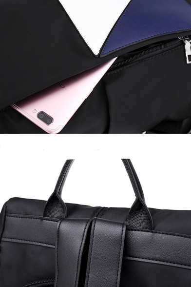 New Fashion Colorblock Anti-theft Black Oxford Cloth Tote Backpack for Women 32*32*14 CM