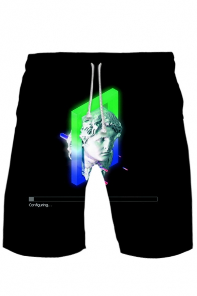 New Stylish Vaporwave Cool 3D Printed Drawstring Waist Loose Fit Athletic Shorts