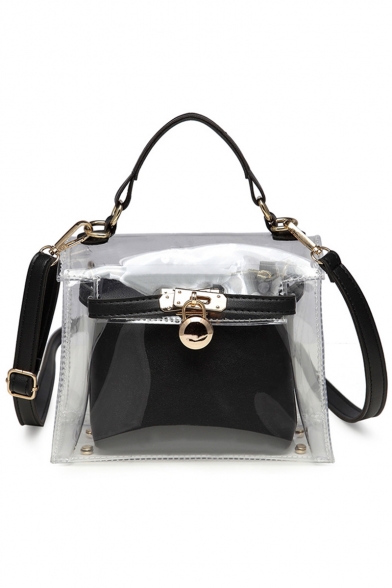 New Trendy Plain Transparent Crossbody Satchel Bag For Women 21*7*15 CM