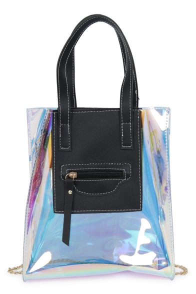 New Trendy Plain Zipper Embellishment Laser Shoulder Handbag 22*9*24 CM