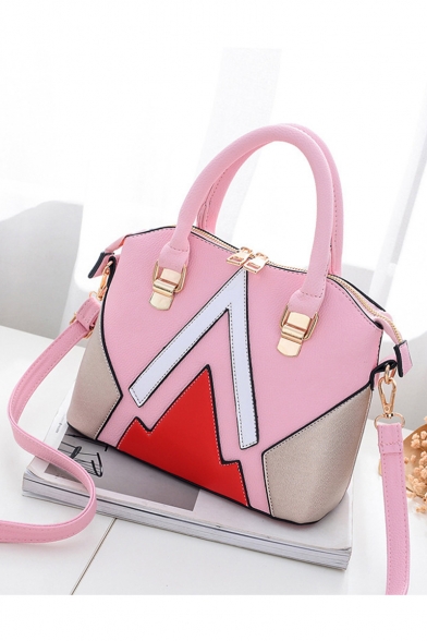 Popular Fashion Color Block Shoulder Satchel Bag with Zipper 25*12*21 CM