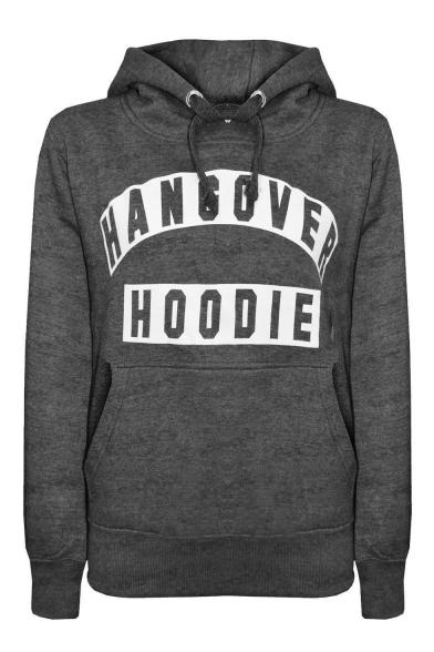 Popular Letter HANGOVER Pattern Long Sleeve Sport Loose Pullover Hoodie