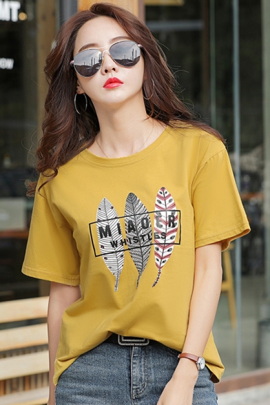 Short Sleeve Graphic Shirts for Women Casual Summer Cactus Pattern Print Crewneck Tee Blouse T Shirt Tops