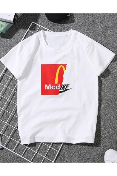 Cool Simple Letter Logo MCD Printed Short Sleeve Casual Summer Unisex Tee