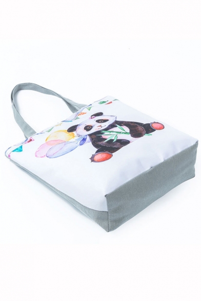 Cute Cartoon Panda Printed Large Capacity White School Shoulder Bag 27*11*38 CM
