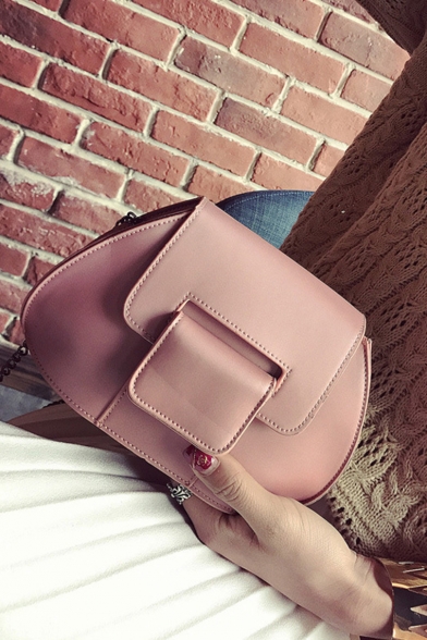 Designer Solid Color Hasp Crossbody Bag with Chain Strap 19*9*13 CM