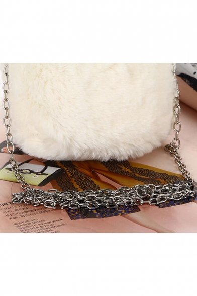 Designer Solid Color Plush Jug Bag Crossbody Clutch Purse With Chain Strap 10*10*10 CM