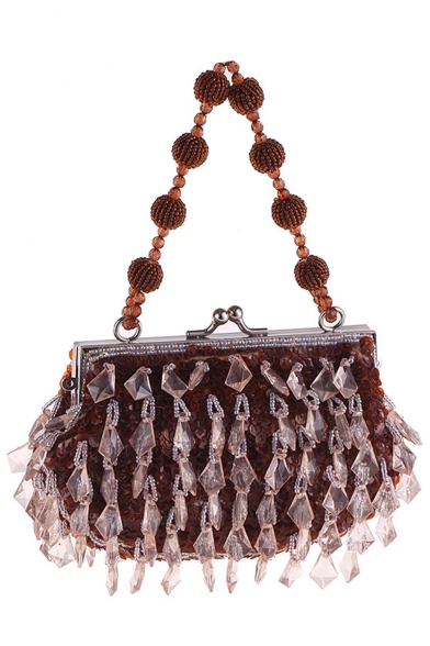 Designer Stylish Plain Sequin Beaded Embellishment Clutch Handbag for Women 18*10*4 CM