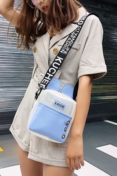 Lovely Colorblck Letter Pattern Hollow Hole Detail Transparent Cell Phone Crossbody Bag 16*7*19 CM