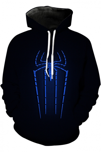 New Fashion Cool 3D Spider Pattern Casual Unisex Black Hoodie
