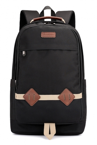 New Fashion Student's Leather Label Patched Colorblock Oxford Cloth Laptop Bag Travel Backpack 47*31*16 CM
