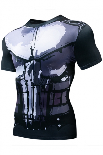 New Trendy Endgame Quantum Battle Suit Short Sleeve Round Neck Quick Drying Sport Running Fitted Black T-Shirt
