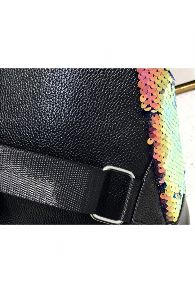 Popular Ombre Color Plush Ball Ribbon Embellished Sequin Drawstring Bucket Bag Tote Backpack 30*26*15 CM