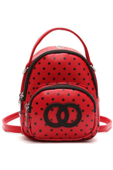 Popular Polka Dot Printed Double Ring Patched Leisure Portable Bag Backpack 16*18.5*9.5 CM