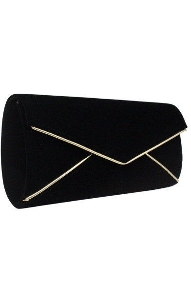 Simple Fashion Plain Contrast Edge Velvet Evening Clutch Envelope Bag 28*13.5*6 CM
