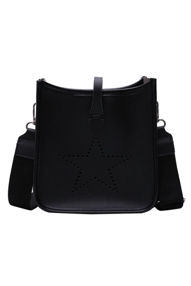 Stylish Solid Color Star Hollow Out Crossbody Bucket Bag 19*7*20 CM