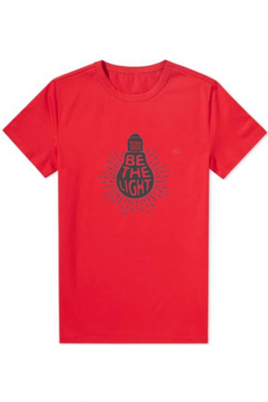 Be The Light Letter Printed Cotton Round Neck Short Sleeves Tee