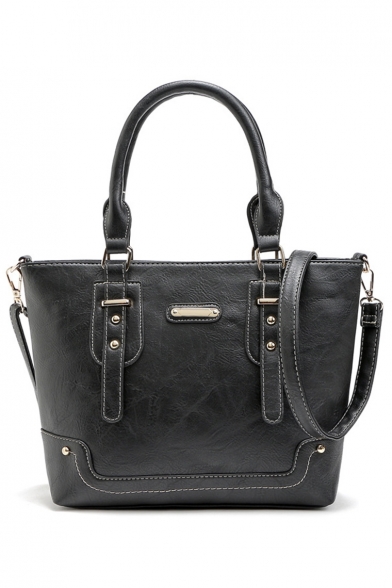 Cool Solid Color Rivet Embellishment Shoulder Bag Handbag 36*10*26 CM